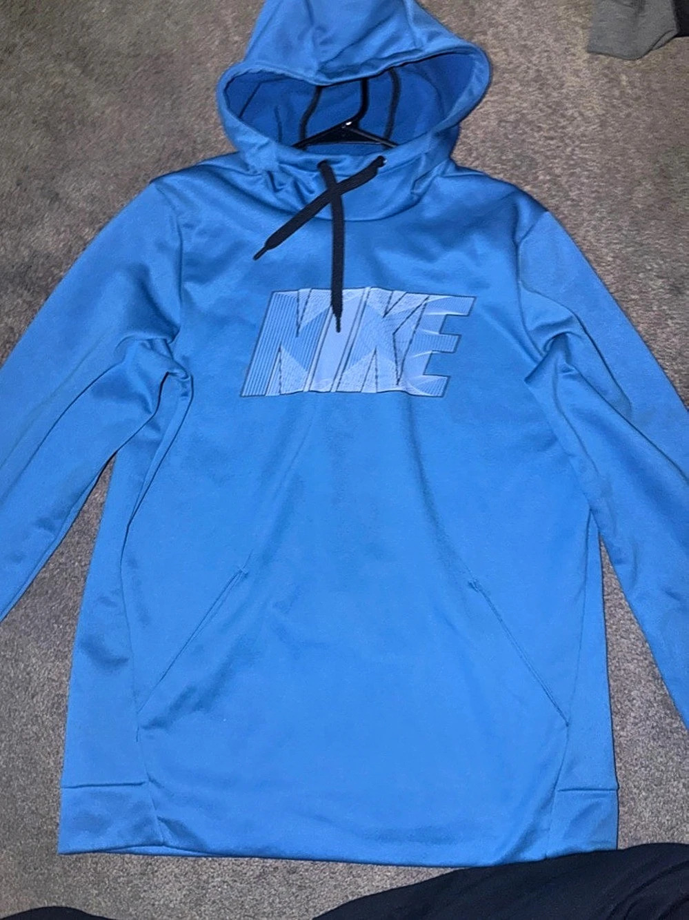 Nike Dri-FIT Graphic Logo Pullover Hoodie Blue Medium
